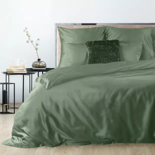 Pościel satynowa 220x200 NOVA 3 jednokolorowa gładka szałwiowa
