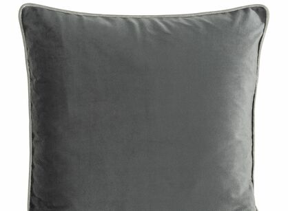 Poszewka welwetowa 60x60 MELIA jednokolorowa stalowa obszyta kontrastową lamówką