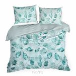 Pościel z mikrowłókna 160x200 VERANO 5 biała miętowa wzór roślinny Design 91 - 5