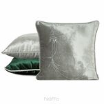 Poszewka welwetowa 45x45 ROYAL 10 ciemna zieleń zdobiona wzorem w kryształki i obszyta srebrnym sznurkiem - 4