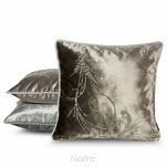 Poszewka welwetowa 45x45 ROYAL 10 ciemna zieleń zdobiona wzorem w kryształki i obszyta srebrnym sznurkiem - 3