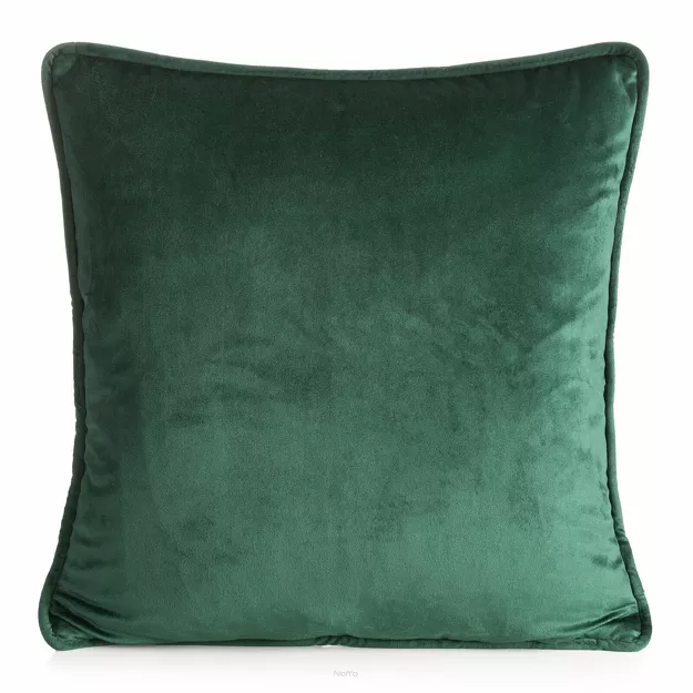Poszewka welwetowa 45x45 VELVET 147B jednokolorowa ciemna zieleń obszyta lamówką