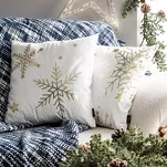 Poszewka świąteczna 45x45 237B welwetowa granatowa z motywem szampańskiej śnieżynki - 4