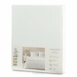 Pościel satynowa 140x200 VERA jednokolorowa gładka biała w prążki - 6