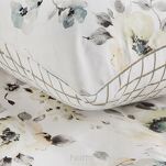 Pościel satynowa 220x200 SPRING 32 biała oliwkowa z nadrukiem roślinnym - 3