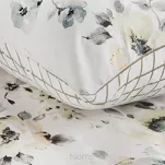 Pościel satynowa 220x200 SPRING 32 biała oliwkowa z nadrukiem roślinnym - 3