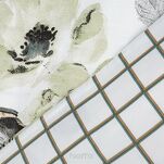 Pościel satynowa 220x200 SPRING 32 biała oliwkowa z nadrukiem roślinnym - 2