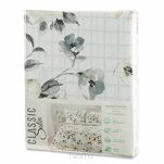 Pościel satynowa 220x200 SPRING 32 biała oliwkowa z nadrukiem roślinnym - 8