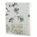 Pościel satynowa 220x200 SPRING 32 biała oliwkowa z nadrukiem roślinnym - 8