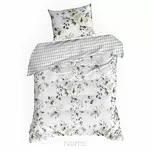 Pościel satynowa 220x200 SPRING 32 biała oliwkowa z nadrukiem roślinnym - 6