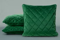 Poszewka welwetowa z wypełnieniem 50x50 VELVET 28G ciemna zieleń pikowana w romby z ozdobną wypustką na brzegach - 3