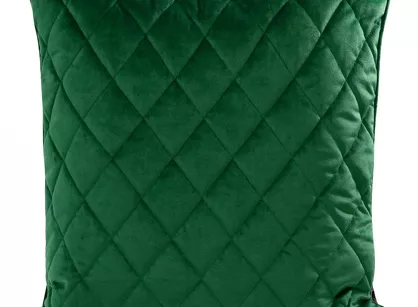 Poszewka welwetowa z wypełnieniem 50x50 VELVET 28G ciemna zieleń pikowana w romby z ozdobną wypustką na brzegach