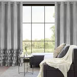 Zasłona na przelotkach 140x250 CARLI welwetowa srebrna jednokolorowa zdobiona w dolnej części falbanami z paskiem cyrkonii - 8