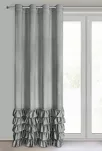 Zasłona na przelotkach 140x250 CARLI welwetowa srebrna jednokolorowa zdobiona w dolnej części falbanami z paskiem cyrkonii - 5
