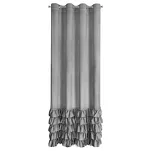 Zasłona na przelotkach 140x250 CARLI welwetowa srebrna jednokolorowa zdobiona w dolnej części falbanami z paskiem cyrkonii - 10