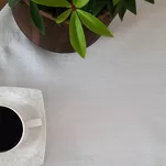 Nakładka elegancka 85x85 ELLEN biała w drobne kropeczki z ozdobną listwą połyskująca srebrną nicią - 4