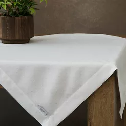 Nakładka elegancka 85x85 ELLEN biała w drobne kropeczki z ozdobną listwą połyskująca srebrną nicią