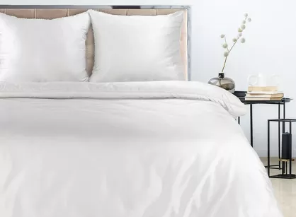 Pościel satyna bawełniana 160x200 LINDA biała zdobiona delikatną koronką z kolekcji Nova Style