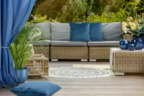 Zasłona gotowa na przelotkach 140x250 RITA jednokolorowa ciemny niebieski z miękkiej tkaniny - 10