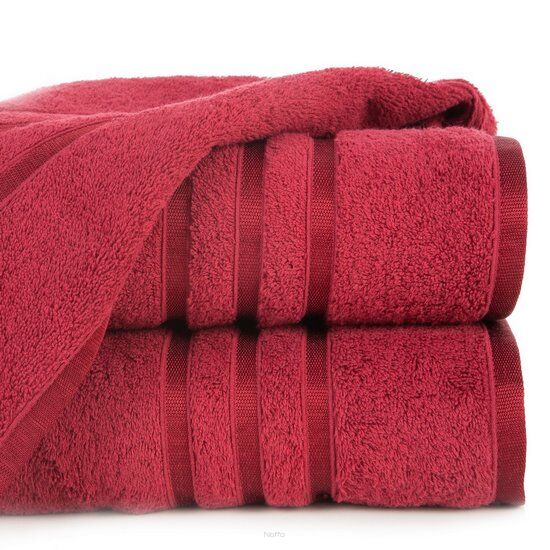 Ręcznik bawełniany 30x50 MADI czerwony z błyszczącą bordiurą w pasy