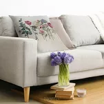 Poszewka gobelinowa 45x45 1242 naturalna z wzorem kwiatów - 2