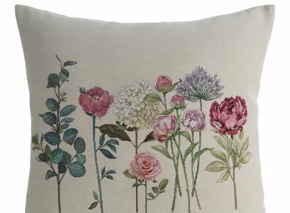 Poszewka gobelinowa 45x45 1242 naturalna z wzorem kwiatów