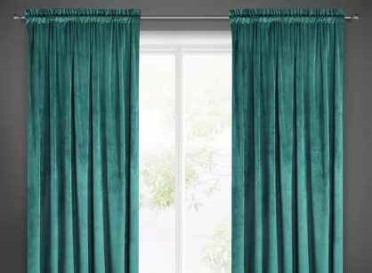 Zasłona na taśmie 140x270 MELANIE welwetowa turkusowa o aksamitnej strukturze