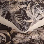 Pościel z mikrowłókna 140x200 RODOS ciemny brąz ze srebrnym nadrukiem beżowych egzotycznych liści Design 91 - 4