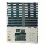 Pościel satynowa 140x200 NIKA 47 ciemny turkus z szarym geometrycznym wzorem z kolekcji Nova Print - 7