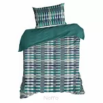 Pościel satynowa 140x200 NIKA 47 ciemny turkus z szarym geometrycznym wzorem z kolekcji Nova Print - 5