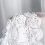 Firana na taśmie 140x270 ROSES 7 Eva Minge biała z szyfonu aplikacja róż 3D - 5