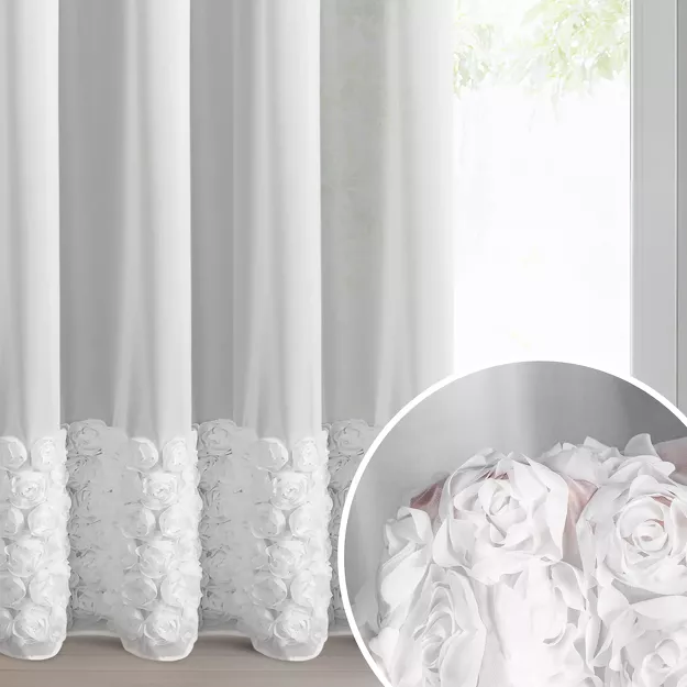 Firana na taśmie 140x270 ROSES 7 Eva Minge biała z szyfonu aplikacja róż 3D