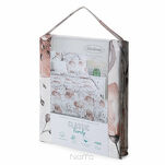 Pościel bawełniana 140x200 NICKY biała z nadrukiem w kolorze rudych kwiatów z kolekcji Classic - 5