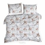 Pościel bawełniana 140x200 NICKY biała z nadrukiem w kolorze rudych kwiatów z kolekcji Classic - 4