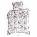 Pościel bawełniana 140x200 NICKY biała z nadrukiem w kolorze rudych kwiatów z kolekcji Classic - 2