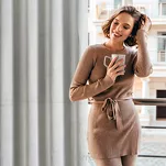 Zasłona na przelotkach 140x270 ABBY naturalna miętowa o strukturze siatki z buklą - 8