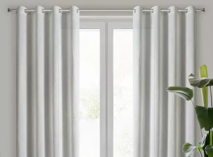 Zasłona na przelotkach 140x270 ABBY naturalna miętowa o strukturze siatki z buklą