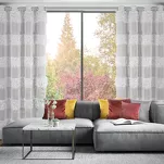 Firana gotowa na przelotkach 140x250 MARGARET srebrna z etaminy z moherową nicią w pasy - 6