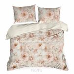 Pościel z mikrowłókna 140x200 FLORINA beżowa pudrowy róż nadruk kwiatowy Design 91 - 4