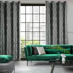 Zasłona gotowa na przelotkach 140x250 MARGO welwetowa Pierre Cardin srebrna zdobiona srebrnym haftem w romby - 9