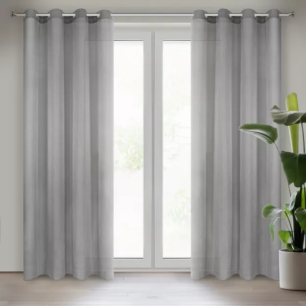 Firana gotowa na przelotkach 140x250 REBECCA jednokolorowa stalowa o strukturze drobnego deszczyku