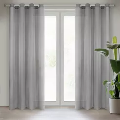 Firana gotowa na przelotkach 140x250 REBECCA jednokolorowa stalowa o strukturze drobnego deszczyku