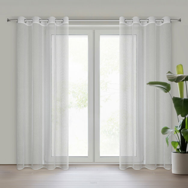 Firana na przelotkach 140x250 ABI biała o strukturze siatki