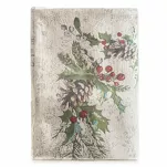 Bieżnik świąteczny 50x110 1256 gobelinowy beżowy utkany nicią szenilową z wzorem zielonych gałązek - 5