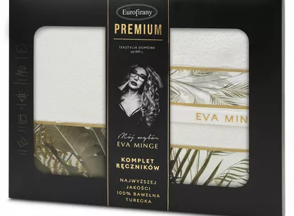 Komplet ręczników EVA 17 Eva Minge białe z botanicznym wzorem w liście z kolekcji Premium