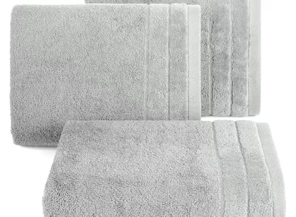 Ręcznik bawełniany 70x140 DAMLA stalowy gładki z subtelną bordiurą