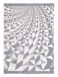 Koc bawełniany 150x200 1711-1 biały szary z frędzlami - 3