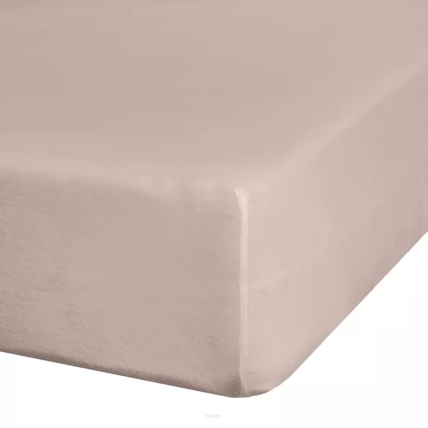 Prześcieradło z bawełny jersey z gumką ADELA beżowe 140x200 z kolekcji Ella Line