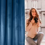 Zasłona na taśmie 135x300 ROSA welwetowa granatowa Design 91 - 7