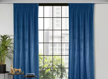 Zasłona na taśmie 135x300 ROSA welwetowa granatowa Design 91